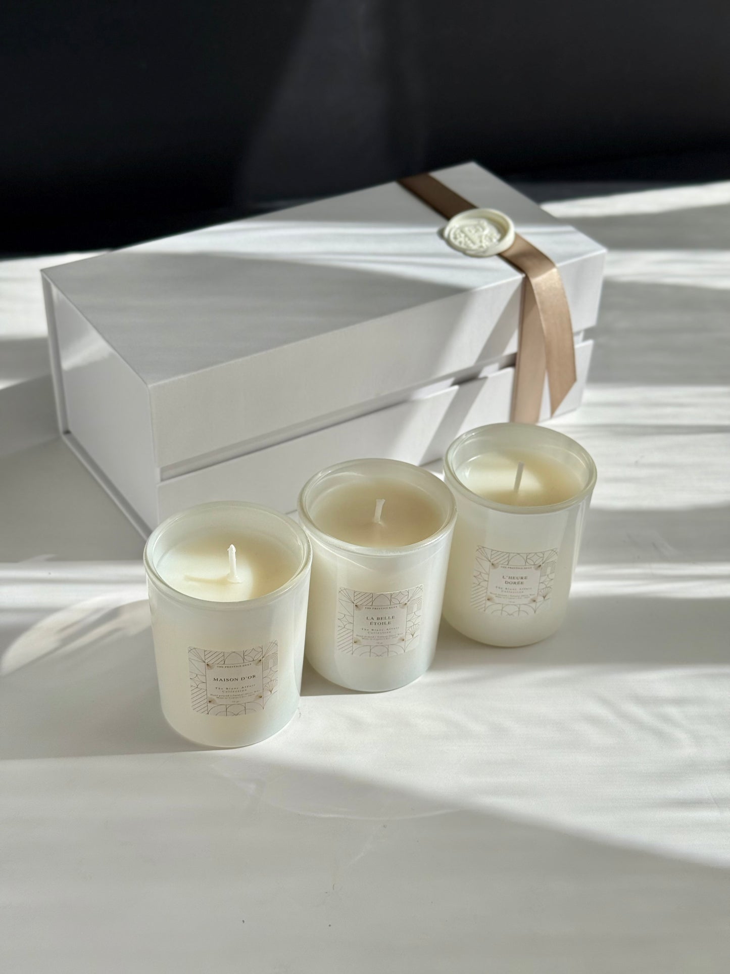 The Blanc Affair | Luxury White Candle Trio by Prestigious Posies