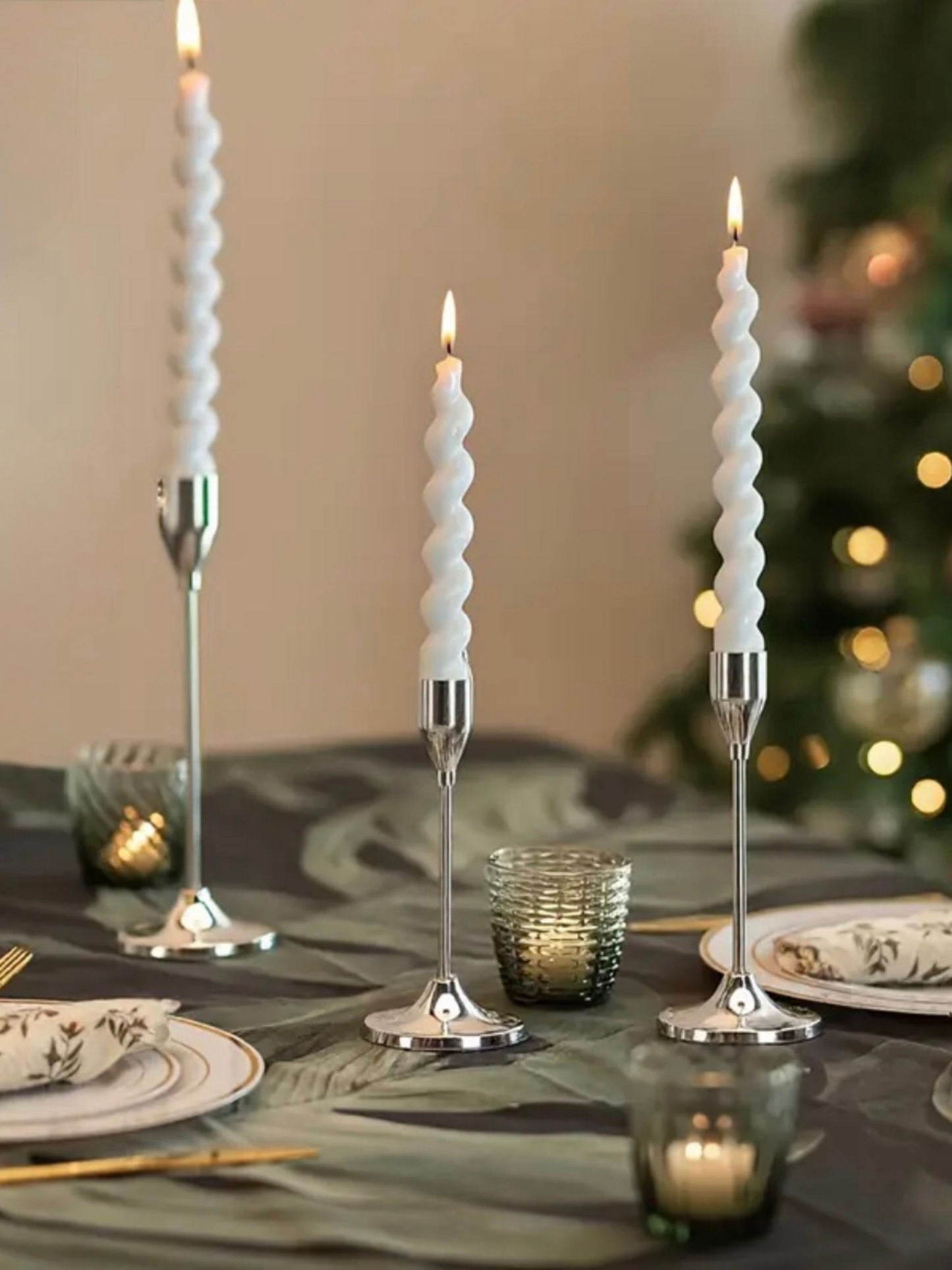 Noir Étoile | Swirl Taper Candles & Trio Holders by Prestigious Posies