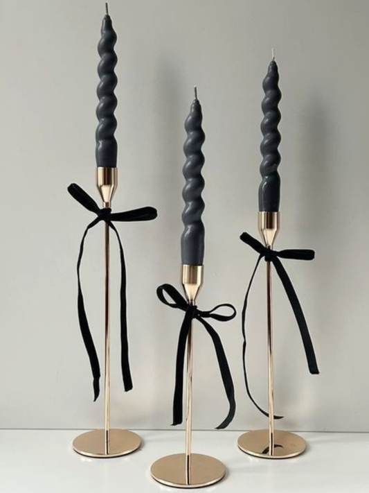 Noir Étoile | Swirl Taper Candles & Trio Holders by Prestigious Posies